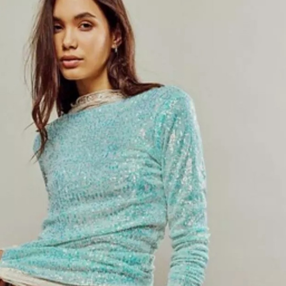 Free people intimately aqua shiny top